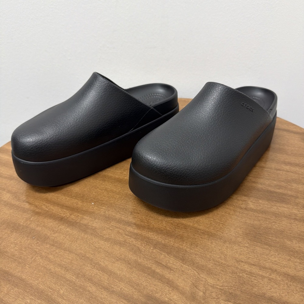 Crocs Dylan Platform Clog Black Slip On Women Sz 8 Sandals Mule Shoes 209869-001